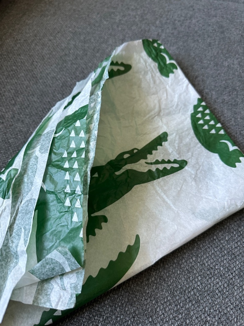 Lacoste Green Alligator Print Tissue Wrap